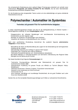 Polymechaniker / Automatiker im Systembau