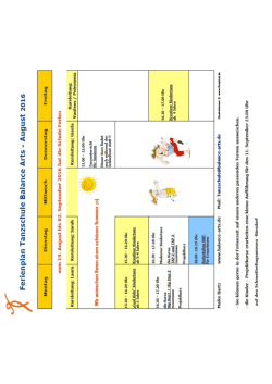 Ferienplan August 2016