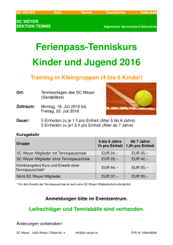Ferienpass-Tenniskurs Kinder und Jugend 2016