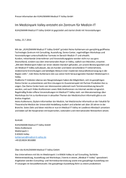 Im Medizinpark Valley entsteht ein Zentrum f&uuml;r Medizin-IT