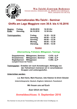 Seminar Ghiffa am Lago Maggiore vom 30.9. bis 4.10.2016