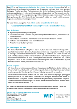 Jobangebot WIP - Deutsches Netzwerk Versorgungsforschung eV