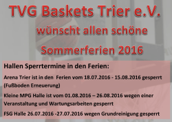 Hallen Sperrtermine in den Ferien: - tvg