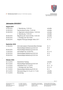 Jahresplan Villa Wewersbusch