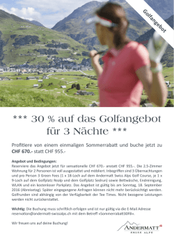 30 % auf das Golfangebot für 3 Nächte