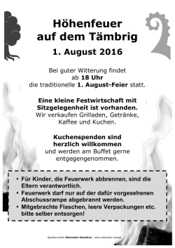 H&ouml;henfeuer auf dem T&auml;mbrig - Quartierverein Oberuster