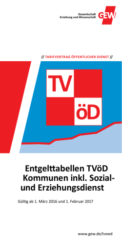 Entgelttabellen TVöD Kommunen inkl. Sozial- und