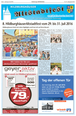 8. HildburghäuserAltstadtfest vom 29. bis 31. Juli 2016