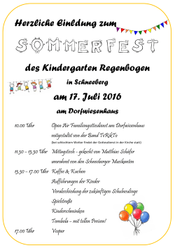 Sommerfest des Kindergarten Regenbogen am Sonntag, den 17