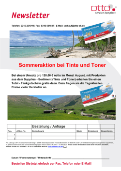 Sommeraktion bei Tinte und Toner