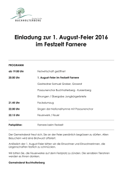 Einladung zur 1. August-Feier 2016 im Festzelt