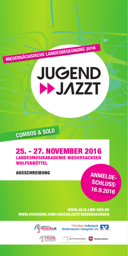Ausschreibung für die Landesbegegnung Jugend jazzt 2016