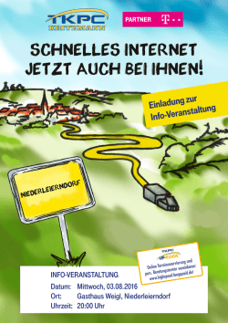 INFO-VERANSTALTUNG Datum: Mittwoch, 03.08.2016 Ort