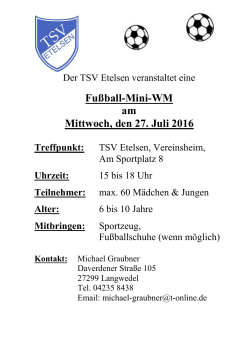 Fußball Mini-WM - TSV Etelsen, Mittwoch 27.07.2016