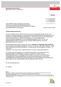_ TCG UNITECH GmbH, Kirchdorf an der Krems Änderung der
