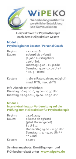 Heilpraktiker f&uuml;r Psychotherapie nach dem Heilpraktiker