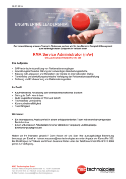 RMA Service Administrator (m/w)