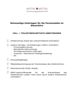 Notwendige Unterlagen für die Personalakte im Steuerbüro