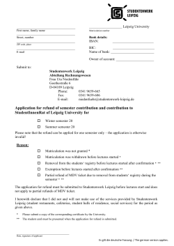 Application for reimbursement of the Semesterbeitrag for students of