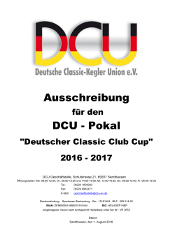 Ausschreibung DCU-Pokal 2016 / 2017