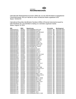 (ISIN) der von der HSH Nordbank ausgegebenen