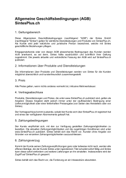 Allgemeine Geschäftsbedingungen (AGB) SintesPlus.ch