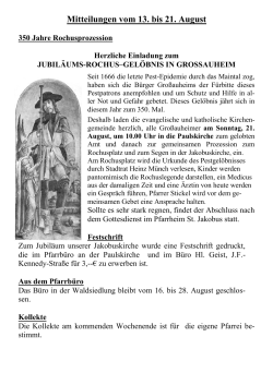Sonntagsgruss - Katholische Pfarrgemeinde St. Jakobus, Hanau