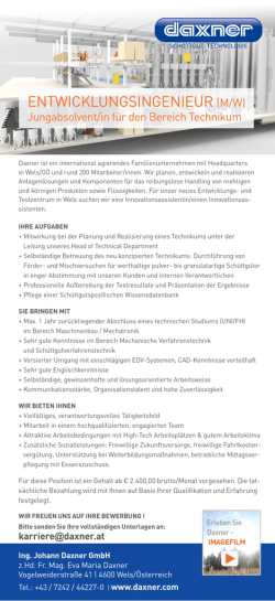 Jobanzeige Daxner GmbH - innovationsassistent.at