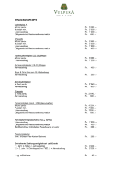 Mitgliedschaft 2016 Vollmitglied A à fond perdu Fr. 5`280 .– 3 Aktien