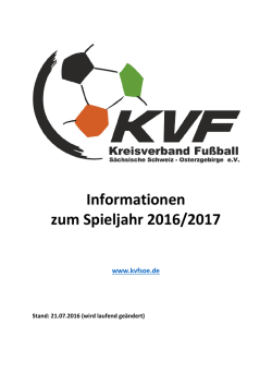 Informationen zum Spieljahr 2016/2017