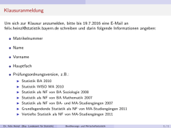 Informationen zur Klausuranmeldung