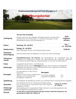 Eröffnungsturnier - Golf Club Erlangen
