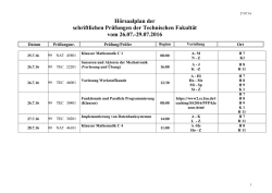 H&ouml;rsaalplan der schriftlichen Pr&uuml;fungen der Technischen Fakult&auml;t