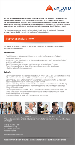 Planungsanalyst (m/w)