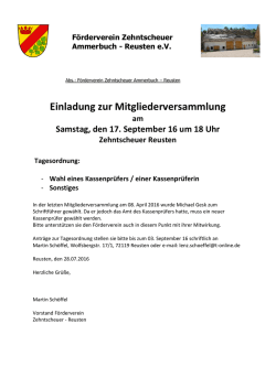 Einladung zur Mitgliederversammlung