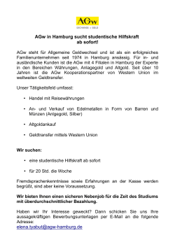 AGw in Hamburg sucht studentische Hilfskraft ab sofort! elena.tyabut