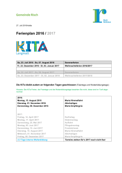 Ferienplan 2016 -2017