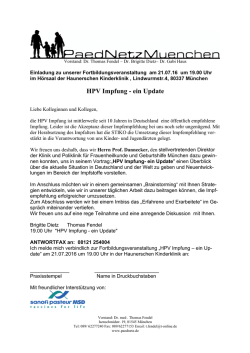 HPV Impfung - ein Update