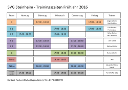 SVG Steinheim - Trainingszeiten Frühjahr 2016