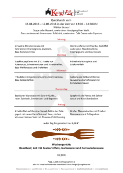 Quicklunch vom 11.07.2016 &ndash; 15.07.2016 in der Zeit von 12:00 &ndash; 14