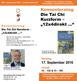 Kennenlern-Tag Tai Chi-Kurzform 12x4direkt