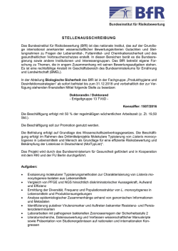 Doktorandin/Doktorand in der Abteilung Biologische Sicherheit des
