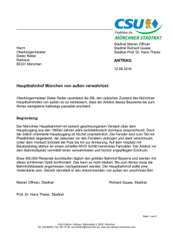 Hauptbahnhof M&uuml;nchen von au&szlig;en verwahrlost ANTRAG