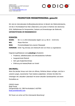 PROMOTION MESSEPERSONAL gesucht