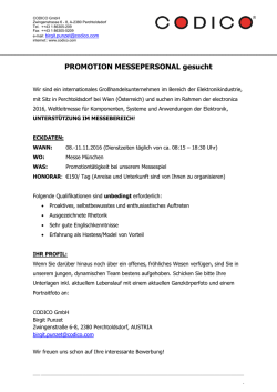 PROMOTION MESSEPERSONAL gesucht