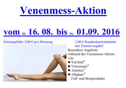 Venenmess-Aktion vom Di. 16. 08.. bis Do. 01.09. 2016