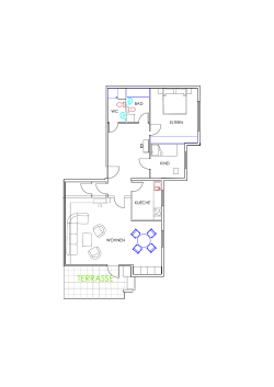 Grundriss 4. Arbeitsplatz im Flur