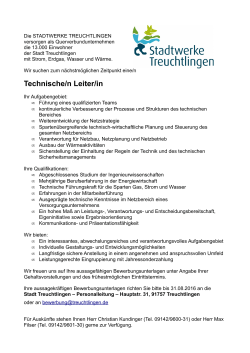 Technische/n Leiter/in - Stadtwerke Treuchtlingen