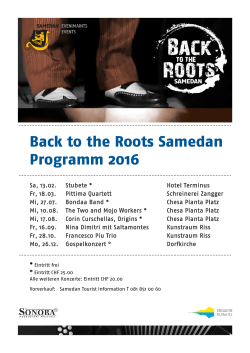 Back to the Roots Samedan Programm 2016