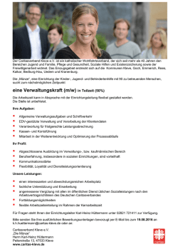 eine Verwaltungskraft (m/w) in Teilzeit (50%)